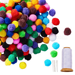 DIY kits de fabricación de decoración de bolas de pompones, incluyendo bolas de pompones, hilos de nailon y agujas de tapiz de hierro, color mezclado, 20mm, 12 colores, 20 piezas / color, 240 PC / sistema