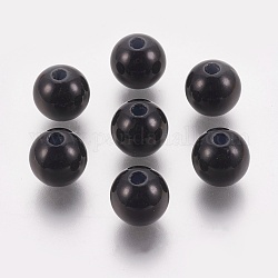 ABS Plastic Imitation Pearl Beads, Round, Black, 4mm, Hole: 1.6mm, about 15000pcs/500g
