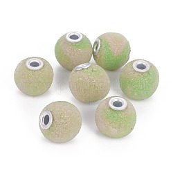 Perline di resina, con anime in lega placcata argento, tondo, verde chiaro, 16x15mm, Foro: 3 mm