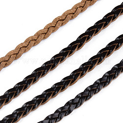 Cordones trenzados de cuero de la pu, Para la fabricación de joyas collar pulsera, negro, 5x2mm, alrededor de 54.68 yarda (50 m) / paquete