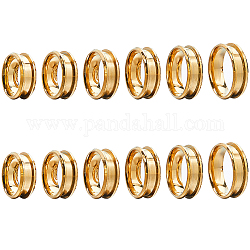 Sunnyclue 12pcs 6 tamaño 304 ajustes de anillo de dedo ranurado de acero inoxidable, núcleo de anillo en blanco, para hacer joyas con anillos, dorado, nosotros tamaño 6 1/2~13 (16.9~22.2 mm), 2pcs / tamaño