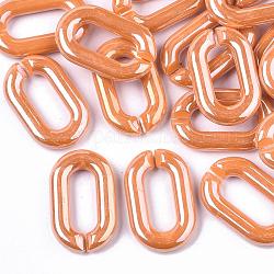 Anneaux de liaison acryliques opaques, connecteurs à liaison rapide, pour la fabrication de chaînes de câble, nacré, ovale, orange foncé, 31x19.5x5.5mm, diamètre intérieur: 19.5x7.5 mm