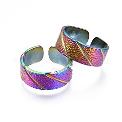 304 anillo de puño de rombo de acero inoxidable, Anillo abierto de color arcoíris para mujer., nosotros tamaño 9 3/4 (19.5 mm)