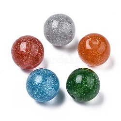Harz perlen, mit Glitzerpulver, Runde, Mischfarbe, 19.5 mm, Bohrung: 3 mm