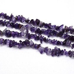 Natural Amethyst Beads Strands, Chips, 3~5x3~5mm, Hole: 1mm, about 31.5 inch