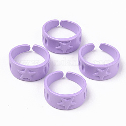 Spray Painted Alloy Cuff Rings, Open Rings, Cadmium Free & Lead Free, Star, Lilac, US Size 5 3/4(16.3mm)