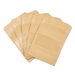 Bolsas de papel kraft resellables, bolsas resellables, pequeña bolsa de pie de papel kraft, con ventana, blanco navajo, 15.2x1.1 cm