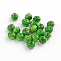 Naturholzperlen, gefärbt, Bleifrei, Runde, grün, ca. 8 mm Durchmesser, Bohrung: 3 mm