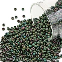 Toho perles de rocaille rondes, Perles de rocaille japonais, (707) iris péridot de couleur mate, 11/0, 2.2mm, Trou: 0.8mm, environ 1110 pcs/10 g