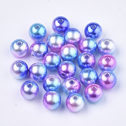 Regenbogen ABS Kunststoff Nachahmung Perlen, Farbverlauf Meerjungfrau Perlen, Runde, Medium Orchidee, 9.5~10x9 mm, Bohrung: 1.6 mm, ca. 1000 Stk. / 500 g