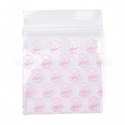 Мешки с замком на молнии, закрывающиеся маленькие сумки для хранения ювелирных изделий, пакеты с самоуплотнением, верхнего уплотнения, прямоугольник с рисунком свиньи, розовый жемчуг, 4x3 см, односторонняя толщина: 7.8 мил (0.2 мм), около 90~100 шт / упаковка