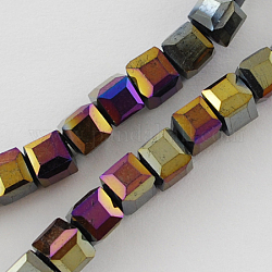 Electroplate Glass Beads Strands, AB Color Plated, Faceted, Cube, Black, 2~2.5x2~2.5x2~2.5mm, Hole: 0.5mm, about 200pcs/strand, 18.1inch