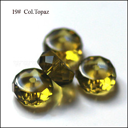 Perles d'imitation cristal autrichien, grade AAA, facette, plat rond, olive, 12x7.5mm, Trou: 0.9~1mm