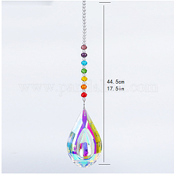 Chakra thème k9 cristal verre grand pendentif décorations, capteurs de soleil suspendus, larme, colorées, 44.5 cm