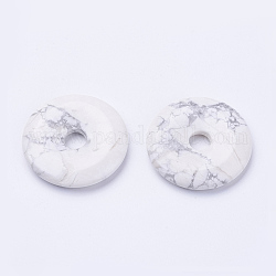 Natürliche Howlith Anhänger, Donut / Pi-Scheibe, Donutbreite: 15.8~16mm, 39~40x6~7 mm, Bohrung: 8 mm