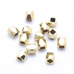 Perline di distanziatore in ottone,  piombo & cadmio & nichel libero, sfaccettato, cubo, grezzo (non placcato), 3x3x3mm, Foro: 1.5x1.5 mm