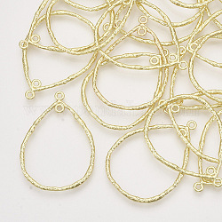 Pendenti in lega a 2 anello, lacrima, oro chiaro, 42x30x1.5mm, Foro: 1.6 mm