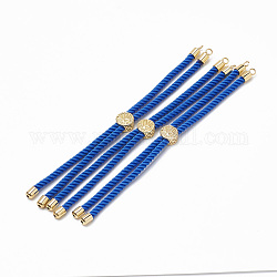 Nylon Twisted Cord Bracelet Making, Slider Bracelet Making, with Brass Findings, Golden, Royal Blue, 8.7 inch~9.3 inch(22.2cm~23.8cm), 3mm, hole: 1.5mm