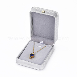 Coffrets cadeaux pendentif en cuir pu, avec bouton de perles imitation fer et plastique et velours à l'intérieur, pour le mariage, coffret de rangement de bijoux, gainsboro, 10x7.5x4 cm