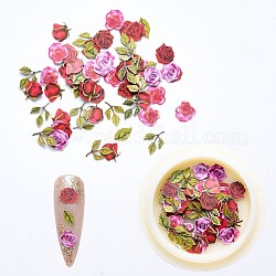 Бумажные кабошоны, украшения для ногтей, роза, разноцветные, 6~8x3.5~6x0.1 мм, Около 50 шт / коробка