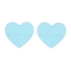 Pendenti in acetato di cellulosa traslucido (resina), tinta unita, cuore, cielo blu, 38x41x2mm, Foro: 1.4 mm