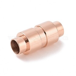 Chapado de iones (ip) 304 cierres magnéticos de acero inoxidable con extremos para pegar, superficie lisa, columna, oro rosa, 23x10mm, agujero: 6 mm