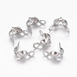304 Stainless Steel Bead Tips, Calotte Ends, Clamshell Knot Cover, Stainless Steel Color, 8.5x4mm, Hole: 1.5mm
