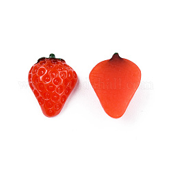 Cabochons décodés en résine, fraise, rouge, 15~16x11~12x5.5~6.5mm