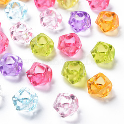Perles européennes en acrylique transparente, Perles avec un grand trou   , facette, couleur mixte, 13x8mm, Trou: 6mm, environ 740 pcs/500 g
