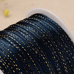 Round Polyester Metallic Cord, Prussian Blue, 2mm, 100meter/roll