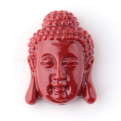 Perles de corail synthétiques, tête de bouddha, rouge foncé, 15.5x11x6mm, Trou: 1.5mm