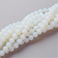 Perles en vrac d'opalite de 16 pouce de long, perles rondes opale brins, blanc, 8mm, Trou: 1mm, Environ 49 pcs/chapelet, 14.5~15 pouce