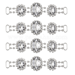 Chgcraft 4pcs breloques de connecteur en laiton plaqué argent avec strass, ornement de liens ovales pour la décoration de bikini, cristal, 23x95x6.5mm, Trou: 10x4mm