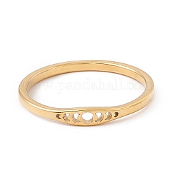 304 anello da dito da donna in acciaio inossidabile con fasi lunari, oro, misura degli stati uniti 7 3/4 (17.9mm)