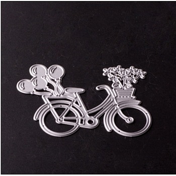 炭素鋼カッティングダイステンシル  鋳型鋳型  DIYスクラップブックアルバム用紙カード用  自転車  銀  84x62x1mm DIY-WH0002-14