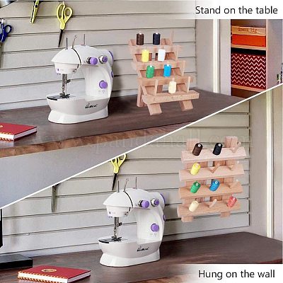 PandaHall Elite 20 Spools Wooden Thread Rack Embroidery Thread Holder Thread  Spools Organizer Wood Sewing Thread Stand for Sewing Quilting Embroidery  Hair-braiding Organization Storage 