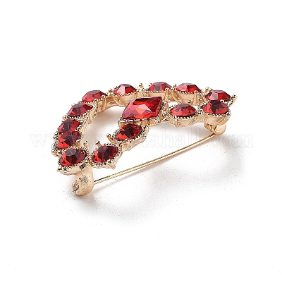 Épingles en alliage de strass en forme de cœur&nbsp;JEWB-Z034-07G-1