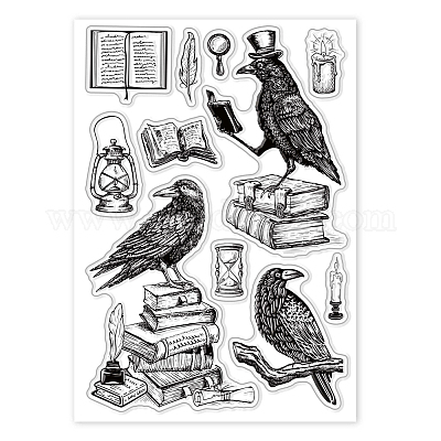  CRASPIRE Book Clear Stamps Crow Transparent Silicone Stamp Back  to School Clear Stamp for Card Making Journal Diary Decoration and DIY  Scrapbooking : Arts, Crafts & Sewing