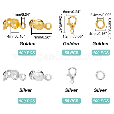 Wholesale PH PandaHall Golden Silver Jewelry Making Accessories Set 160pcs  Lobster Claw Clasps 200pcs End Bead Tips 200pcs 4mm Open Jump Rings for DIY Jewelry  Necklace Bracelet Making 