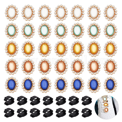 Wholesale NBEADS DIY Oval Shoes Buckle Clips Decoration Making Kit