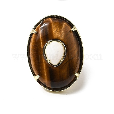 Armreifringe aus natürlichem Tigerauge und Mondstein&nbsp;G-B186-03G-1