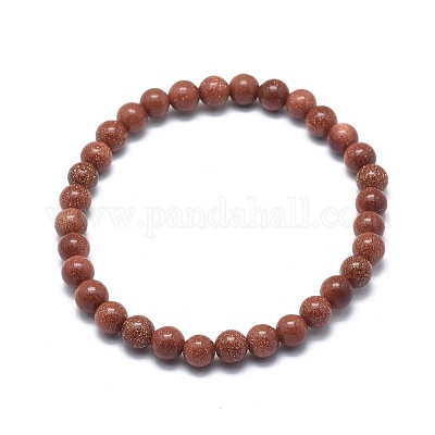 Pulseras elásticas de cuentas de goldstone sintéticas&nbsp;BJEW-K212-C-002-1