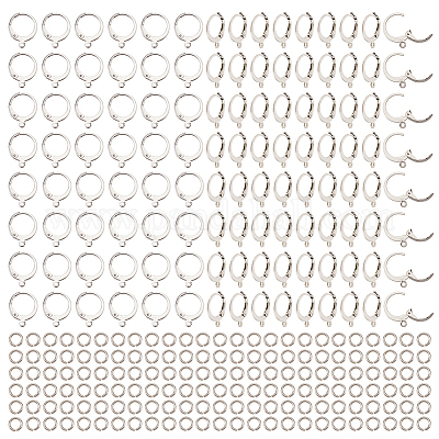 NBEADS 120 Pcs Lever Back Earrings, 3 Sizes Stainless Steel Open Loop  Leverback Hoops, French Hook Ear Wire for Earring Making Jewelry, Stainless