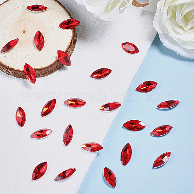 Cabochons en verre avec strass de dos avec point&nbsp;RGLA-OC0001-08E-1