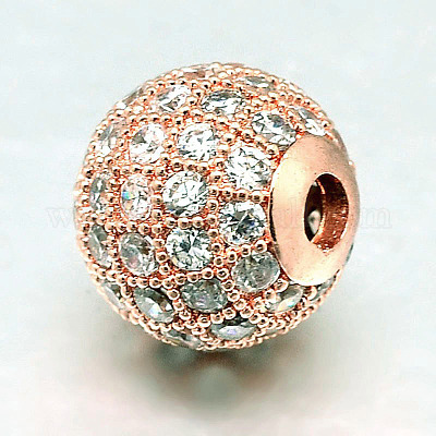 Runde Messing Micro Pave Zirkonia Perlen&nbsp;LS-ZIRC-N016-01RG-10mm-1