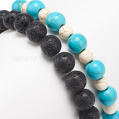 4 Bracciale Elastico Con Perline Sintetiche Turchesi In 4 Colori Per Donna Croce E Tondo Colore Misto