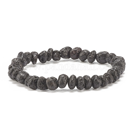 Bracelet extensible en perles de pierre de lave naturelle BJEW-JB08288-1