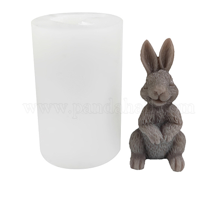 イースターをテーマにしたキャンドル型  シリコンモールド  自家製蜜蝋キャンドルソープ用  ホワイト  ウサギの模様  5.2x8.3cm  完成品：3.5x3.9x7.3cm EAER-PW0001-052I-1