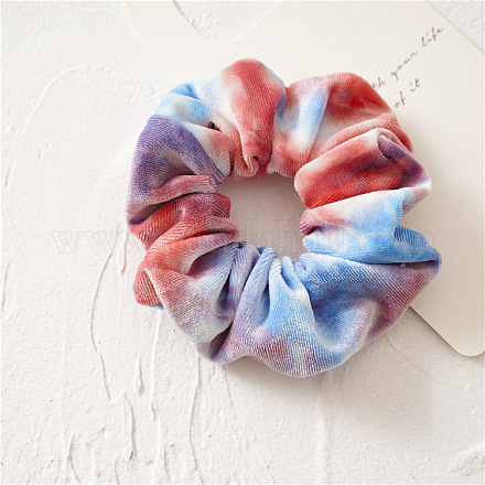 Tie-dyed Style Plush Cloth Elastic Hair Accessories OHAR-PW0003-214D-1