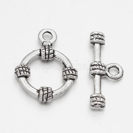 Chiusure toggle anello in lega stile tibetano PALLOY-J564-08AS-1